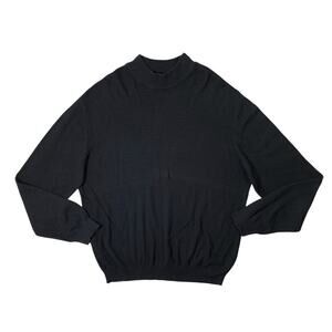 Mondo di Marco Sweater Mens XL Black Cotton Viscose Blend Mock Neck Made Italy